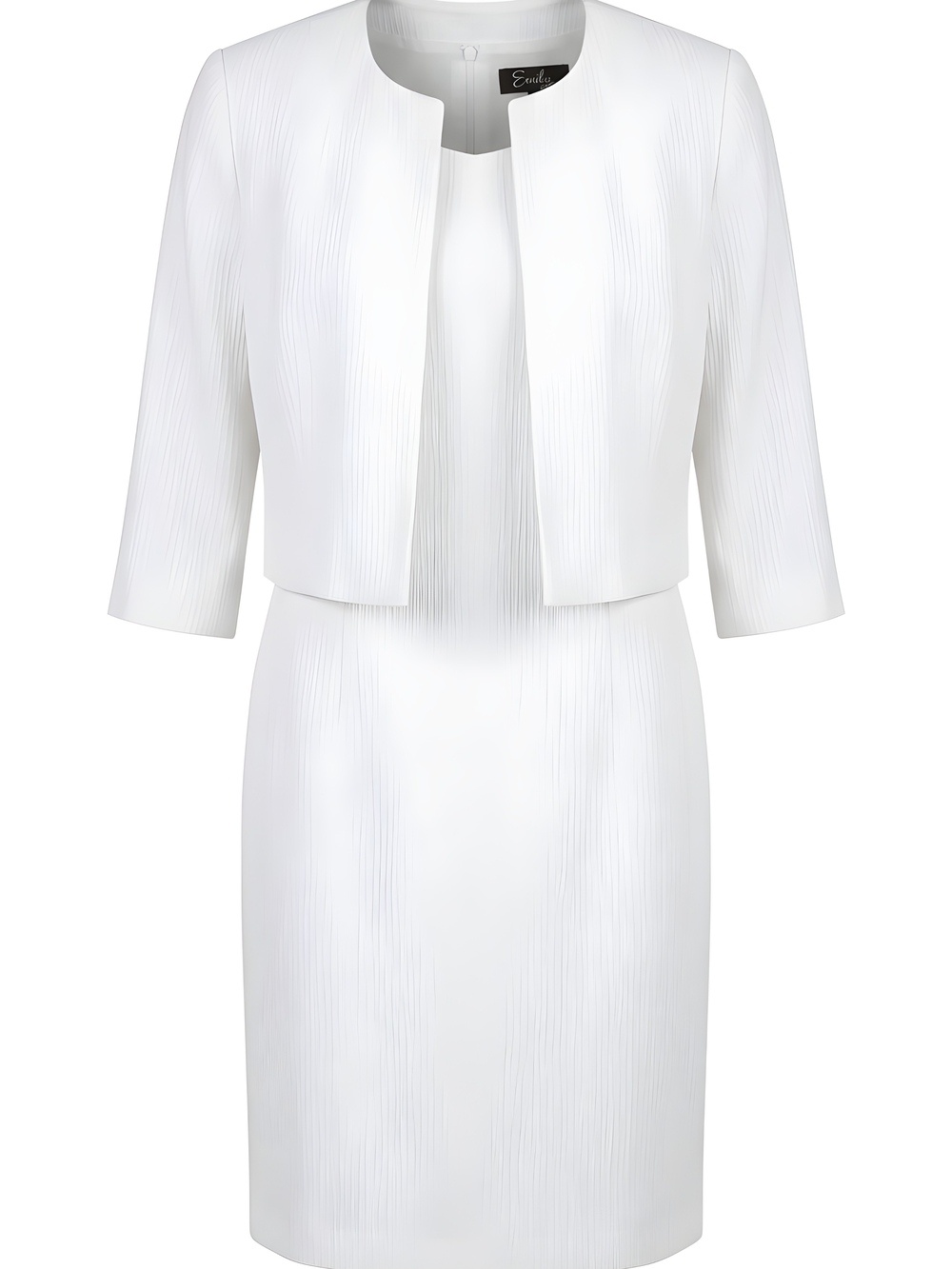 White Two-Piece Sheath Dress with Cropped Belero Jacket